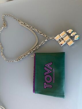 Tova silver mirror chunky chain long necklace